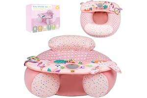 Blublu Park Aufblasbarer Sitz auf dem Boden für Babys von 3-36 Monaten, tragbarer Baby-Stuhl‚ Sit-Me-Up Babyschale abnehmbarer Aktivitäts- und Sinnesplatte, Babysitze zum Aufsitzen (Rosa Neu)