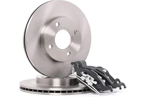 RIDEX Kit de discos de freno y pastillas 3405B0030 Eje delantero sin tornillos ventilado compatible con VW Polo IV Hatchback 9N, 9A, MERCEDES-BENZ Clase B W245, AUDI A3 Hatchback 8P1, FORD KA RB