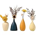 Sziqiqi Jarrones de Cerámica Pequeños para Flores Juego de Jarrones Decorativos para Sala de Estar Mini Jarrones Hechos Mano 