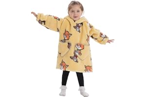 Adisputent Couverture à Capuche Enfants,Pull Plaid Oversize Enfant Super Doux Confortable Sweat à Capuche en Polaire Moelleuse avec Poches pour Tout-Petits Garçons Filles 2-6 Ans
