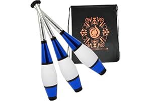 Juggle Dream 3 x Euro Clubs - Blue - Great Beginner to Intermediate Juggling Clubs with Cascade Juggling Bag