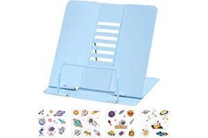 ABOVE ZERO Atril Metálico para Libros con 6 Alturas Ajustables para Leer, Soporte de Lectura de Metal Plegable para Tableta, Música, Libro de Recetas, Cocina, Oficina (Azul)