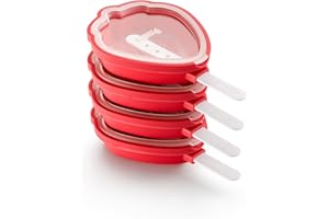 Lékué Foremki do lodów w kształcie truskawek, silikon, czerwone, 15,4 x 9,4 x 3,3 cm, 4 sztuki