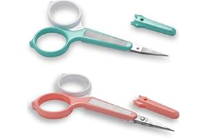 PAFASON 3,5'' gebogener und gerader Edelstahl, Augenbrauenschere, Wimpernschere mit Sicherheitsabdeckung