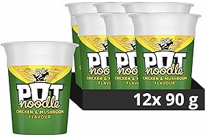 Pot Noodle Chicken & Mushroom instant vegetarian snack quick to make noodles Instant Noodle 12x 90 g