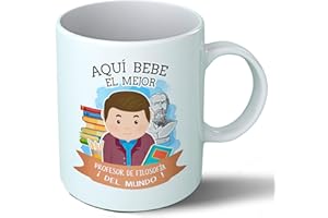 Planetacase Taza Desayuno Aquí Bebe el Mejor Profesor de filosofia del Mundo Regalo Original Ceramica 330 mL