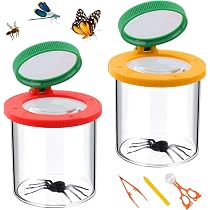 Set De 2 Lupas De Observación Para Niños Con Pinzas Y Goteros - Caja De Insectos Con Lupa De 3x Y 6x, Exploración Natural Para Pequeños Científicos
