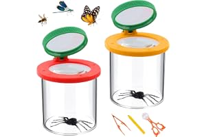 Kisvic Muggförstoringsglas för barn, 2 stycken förstoringsglas för insekter visare för 3-fack och 6-fack, småbarnsleksak för utomhus vetenskap natur utforskning
