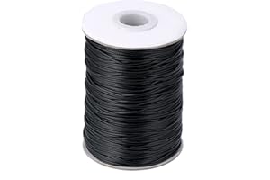 SHAPPY Nachahmung Leder Thread Geflochten Gewachst String, Schwarz (160 Meter, 1 mm Durchmesser)