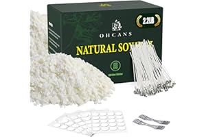 SEVKUMZ 2.2lbs Soy Candle Wax for Candle Making, Premium Natural Soy Wax for Making Candles, 100 Cotton Candle Wicks, 60 Wick Stickers and 2 Wicks Holder