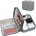 SoloTravel Portable Zippered Double Layer Electronics & Gadget Accessory Travel Storage Organizer Bag for USB Cables, Charger, HDD, Power Bank - Grey, Polyester ; Fabric