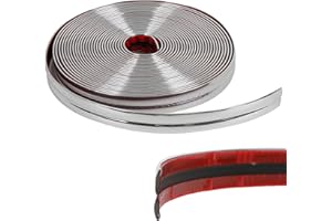 WZERHO Tile Trims & Edgings Strip Silver Trim - Self Adhesive Moulding for Wall, Mirror & Chrome Quadrant - Bathroom, Kitchen & Bedroom