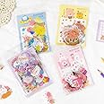 Doraking Kawaii Cartoon Rabbit Bear Dog Stickers 160PCS Transparent PVC Cute Animals Bunny Sticker Kit for Scrapbooking Supplies Planner Clipping Bullet Junk Journals DIY Crafts
