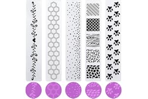 CRASPIRE 5 Style Paw Print Leaf Honeycomb Embossing Folder Flowers Scale Spot Plastic Background Vintage Template Stencils for Card Making Tool DIY Handmade Scrapbooking Paper Craft Album Stamps