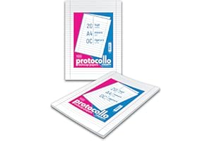 Blasetti Foglio Protocollo - Pacchetto da 20 fogli formato A4, per compiti in classe scuola media e superiore, per studi notarili o avvocati, Carta da 60gr - Rigatura 0C (Righe Con Margini)