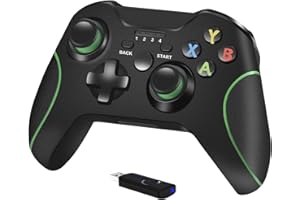 AUFGLO Drahtlos Controller für Xbox One, PC Gamepad mit 2.4G drahtlos Adapter, eingebaute Dual Vibration, kompatibel mit Xbox One/One S/One X/One Elite/PS3 Host/Windows 10 (Schwarz)