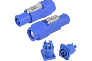 YACSEJAO 3 Pin AC Powercon Conectores 2Pack 250V 20A Nac3mpa Bloqueo PowerCon Conectores Neutrik para Luz de Escenario Pantalla LED Conector Blanco (Entrada)