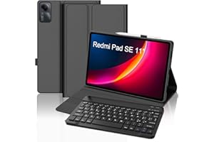 Occtingkind Funda con Teclado para Xiaomi Redmi Pad SE 11" 2023, Teclado Español Ñ Desmontable Bluetooth y Funda de Diseño Minimalista 360° Delgada y Moderna, Negro