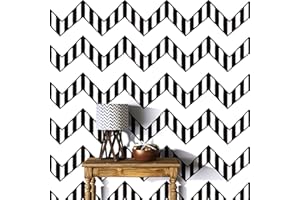 JOLIHOME Papel Pintado Geométrico Blanco y Negro Tiras Impermeable Autoadhesivo Papel de Pared de Vinilo para Baño Dormitorio Cocina Pegatinas para Muebles 44.5x500cm