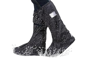 DBTW Waterproof Shoes Cover for Men, XL Size Rain Shoe Protector, Foldable Outdoor Rain Overshoes, Reusable Shoe Cover with Reflector, Black Mudsavers Boots Covers, Footies Feet Gaiters for Rain Mud Snow