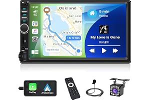 Inefala 7-tums bilradio med Carplay och Android Auto, 2 Din stereo pekskärm med Bluetooth, spegellänk, FM, USB, AUX, TF, ratt