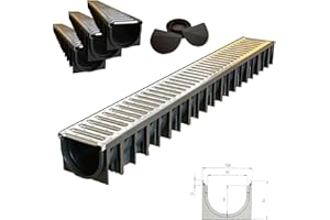 MASTERBRICO Canaletta di Scolo Acqua Piovana 120x92 mm - Kit 3 Canali in PP-PE con Griglia Zincata A15 - Sistema Drenaggio per Acqua Carrabile Garage Interrati Cortili - Bloccaggio Integrato