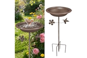 Bseical Vogeltränke Stehend, Vogelbad für Draußen Garten, Metall Vogelbecken Schüssel Wassertränke für Vögel, Vogeltränke Winterfest Futter Wasserschale Bird Bath, 86 x27cm