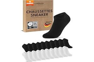 SOCKENKAUF24 10 Paires Chaussettes Basses Homme Femme Socquettes Coton Respirantes
