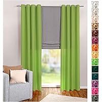 heimtexland ® Ösenschal Vorhang Hellgrün Uni Blickdicht Aber lichtdurchlässig HxB 245x140 cm - Dekoschal Microfaser mit…