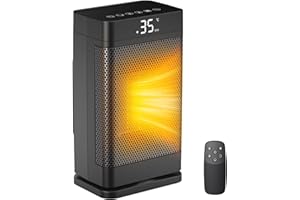 DOXTREME Calefactor Termoventilador de Baño 1500W, Compacto Calefactor Eléctrico de Bajo Consumo, Mando a Distancia y Pantalla LED, 70°Oscilación, 3 Modos & ECO, Apto Interior