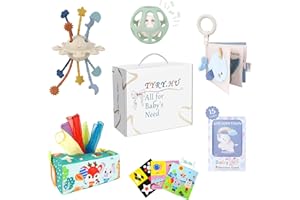 TYRY.HU Cartes Étapes Bébé Jouets Montessori Bebe,Jeux Sensoriel 1 an,Corde à Tirer Jouet de Dentition,Mouchoirs Papier Boite,Livre Tissu Bébé Balle Pour Naissance,Sensorielle Jeux d’Eveil Hochet