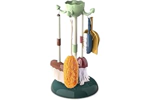 The Magic Toy Shop Kids Cleaning Set with Adjustable Stand, 6 Pcs - Toy Broom, Mop & Duster Kit - Educational Pretend Play Household Tools for Toddlers, Boys & Girls Age 3+