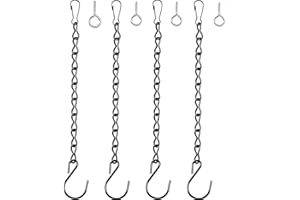 Super Idee Set di 4 catene in acciaio inox con gancio a S e moschettone, sostituibili, gancio a vite da appendere, per casetta per uccelli, mangiatoia per uccelli, mangime per uccelli selvatici, nido