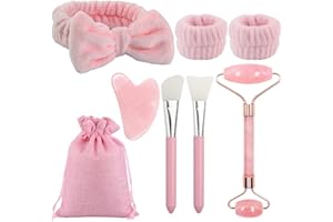 VPB 7 en 1 Gua Sha Facial Rodillo de Jade,Masajeador Facial y Corporal,Guasha masajeador facial Calma yRelaja la Piel,Regalo para el cuidado de la piel,Regalos Para Mujeres