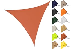 Kookaburra 2m Triangle Water Resistant Garden Patio Sun Shade Sail Canopy 96.5% UV Block with Free Rope (Terracotta)