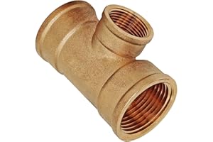 Reduzier T Stück aus Messing 1" Zoll Mitten Abgang 3/4" Zoll reduziert IG x IG x IG Gewinde Fitting Trinkwasser geeignet Rohr Verschraubung 90° Grad Abzweig Reduzierung 3 Anschlüsse