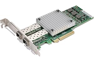 QINIYEK Tarjeta de Red 10Gbe PCIe para Broadcom 57810S Chip, Dual SFP+ Puertos, 10Gbit PCI Express x8 LAN Adaptador Compatible con Windows Server, Linux, VMware