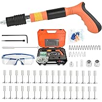 Pistola Sparachiodi Manuale Con 120 Chiodi - Nail Gun Portatile Per Legno E Acciaio - Regolabile E Silenziata - Colore Giallo - Foto 3