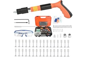 KEDIFOAI Pistola de clavos manual con 110 clavos redondos, pistola de clavos de pistola portátil, pistola de uñas ajustable para pistola de clavos de acero pistola para uñas pistola (Orange)