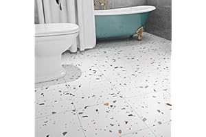 Livelynine 16 Losetas Vinilo Suelo Cocina Suelo Vinilo Autoadhesivo Baño Baldosas Adhesivas Suelo 30X30 Suelo Vinilico Autoadhesivo Blanco ImpermeableSuelos de Vinilo Adhesivos para Suelos