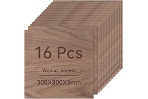 ROWOOD Fogli di compensato di noce, 16 pezzi, 300 x 300 x 3 mm, materiali per incisione laser, pannelli in compensato per modellismo, fai da te, artigianato in legno, ideali per taglio laser,