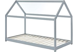 BAÏTA Montessori Tiny - Cama Infantil (Madera Maciza de Pino Gris, 90 x 190 cm)