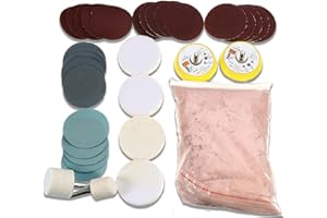 Tongdejing 34Pcs/Set Glass Polishing Kit, Deep Scratch Remover | Multifunctional Cerium Oxide Polishing Powder Polishing Pad And Wheel for Window Repair(size:34pcs)