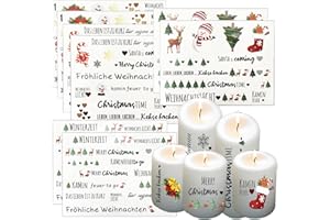 YKHSUAOU 8PCS Kerzentattoos Weihnachten,Kerzentattoos，Kerzenaufkleber sticker,Kerzenfolie Sprüche Sticker,Glück Tattoo Folie Kerzentatoofolie,Kerzentattoos stabkerzen (Farbe)