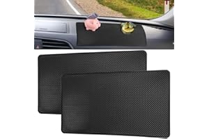 VCRANONR 2 Pezzi Tappetino Antiscivolo per Cruscotto Auto in PVC 27 * 15 cm Tappetini per Auto Antiscivolo per Cellulari Rettangolare per Cruscotto Auto Top Cucina Cassetto Tavolo e Scrivania, Nero