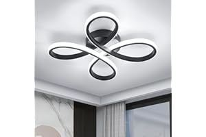 Dorlink LED Ceiling Light, Modern Flower Ceiling Lights Black Chandeliers Ceiling lamp, 3000/4500/6500K 3 Color Small Flush Ceiling Light for Bedroom, Living Room, Kitchen, Hallway, Porch