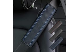 Seat Belt Cover, AUTOXBERT 1 Pcs Car SeatBelt Covers PU Leather Seat belt Strap Cover Soft and Comfortable Seatbelt Harness Pads (Blue）