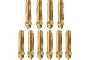 RugooSpink 10 pieces brass-hardened steel nozzles for Centauri 0.2 mm 0.4 mm 0.6 mm original hotend nozzles superior thermal conductivity wear resistant for Elegoo Centauri carbon 3D printer