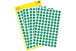 ‎AVERY ZWECKFORM AVERY Zweckform 3012 selbstklebende Markierungspunkte 416 Stück (Ø8mm, Klebepunkte auf 4 Bogen, Punktaufkleber zur Farbcodierung, runde Aufkleber für Kalender, Planer und zum Basteln, Papier) grün
