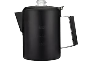 COLETTI Black Bozeman Percolator Coffee Pot — Stovetop Coffee Makers, Camping's Sleekest Stainless Steel Percolator – NO Aluminium or Plastic (9 Cup)